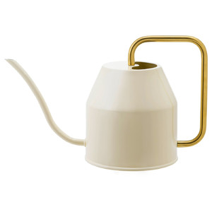 VATTENKRASSE Watering can, ivory, gold-colour, 0.9 l
