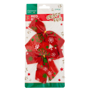 Christmas Decorations Red Bows 2pcs