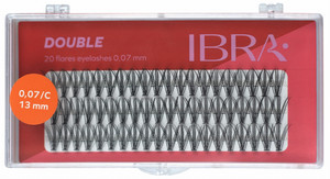 IBRA Artificial Eyelashes 20 Flares DOUBLE 0.07-C-13 mm