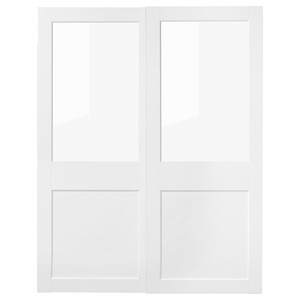 GRIMO Pair of sliding doors, glass/white, 150x201 cm