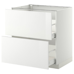 METOD / MAXIMERA Base cb 2 fronts/2 high drawers, white, Ringhult white, 80x60 cm