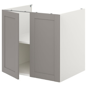 ENHET Bc w shlf/doors, white, grey frame, 80x60x75 cm