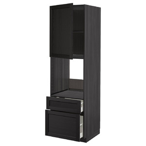 METOD / MAXIMERA Hi cab f ov w dr/2 frnt/1 m/1 h drw, black/Lerhyttan black stained, 60x60x200 cm