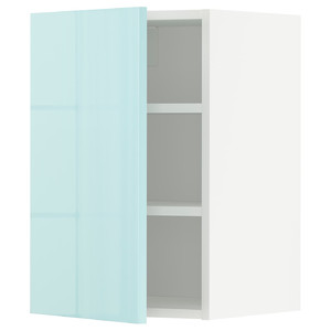 METOD Wall cabinet with shelves, white Järsta/high-gloss light turquoise, 40x60 cm