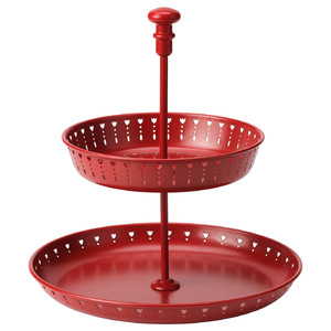 GARNERA Serving stand, two tiers, red