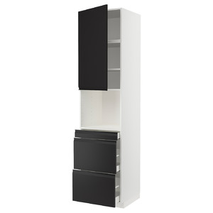 METOD / MAXIMERA Hi cab f micro combi w door/3 drwrs, white/Upplöv matt anthracite, 60x60x240 cm