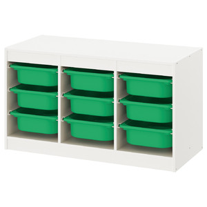 TROFAST Storage combination, white, green, 99x44x56 cm