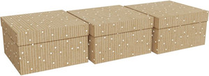 Christmas Box 14x14x8cm, eco stars, 3pcs, beige