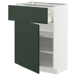 METOD / MAXIMERA Base cabinet with drawer/door, white/Havstorp deep green, 60x37 cm