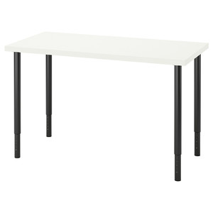 LAGKAPTEN / OLOV Desk, white, black, 120x60 cm