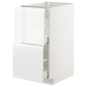 METOD / MAXIMERA Base cb 2 fronts/2 high drawers, white/Voxtorp high-gloss/white, 40x60 cm