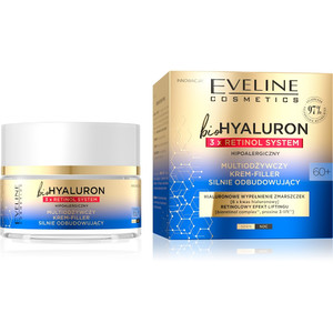 Eveline bioHyaluron 3x Retinol Multi-Nourishing Cream-Filler 60+ Strongly Rebuilding 97% Natural 50ml