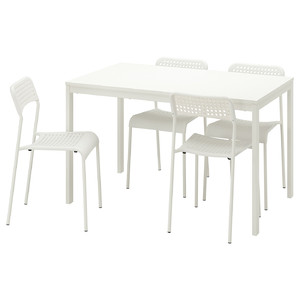 VANGSTA / ADDE Table and 4 chairs, white/white, 120/180 cm