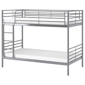 SVÄRTA Bunk bed frame, silver colour, 90x200 cm