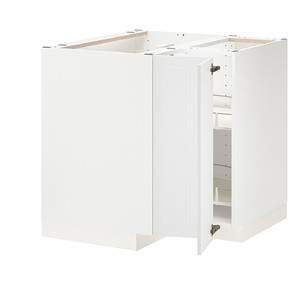 METOD Corner base cabinet with carousel, white/Stensund white, 88x88 cm