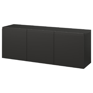 BESTÅ Wall-mounted cabinet combination, black-brown/Hammarsmed anthracite, 180x42x64 cm