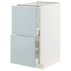 METOD / MAXIMERA Base cb 2 fronts/2 high drawers, white/Kallarp light grey-blue, 40x60 cm