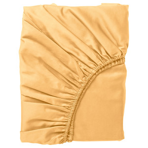 NATTJASMIN Fitted sheet, yellow, 140x200 cm