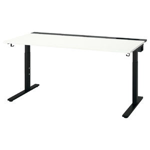 MITTZON Desk, white/black, 160x80 cm