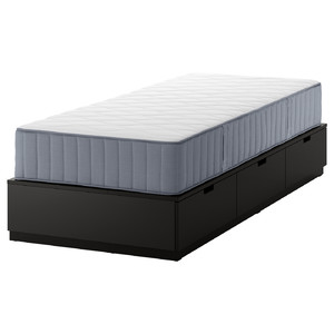 NORDLI Bed frame with storage and mattress, anthracite/Vågstranda firm, 90x200 cm