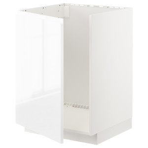 METOD Base cabinet for sink, white/Voxtorp high-gloss/white, 60x60 cm