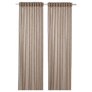 SILVERLÖNN Sheer curtains, 1 pair, beige, 145x300 cm