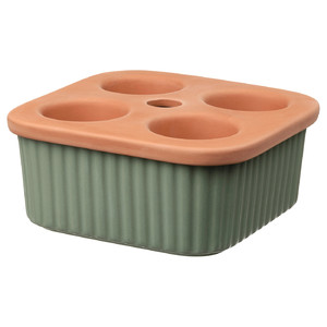 DAKSJUS Self-watering plant pot, terracotta/green, 22x22 cm