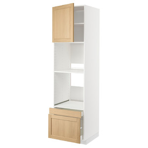 METOD / MAXIMERA Hi cab f ov/combi ov w dr/2 drwrs, white/Forsbacka oak, 60x60x220 cm