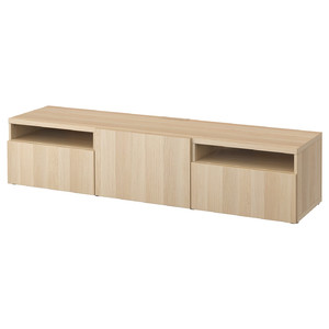 BESTÅ TV bench, white stained oak effect, Lappviken white stained oak effect, 180x42x39 cm