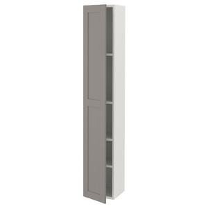 ENHET Hi cb w 4 shlvs/door, white, grey frame, 30x30x180 cm