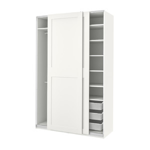 PAX / GRIMO Wardrobe, white/white, 150x66x236 cm