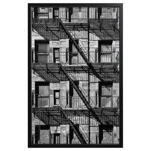 BJÖRKSTA Picture with frame, balconies/black, 78x118 cm