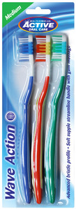 Beauty Formulas Active Oral Care Wave Action Toothbrush Medium 3pcs