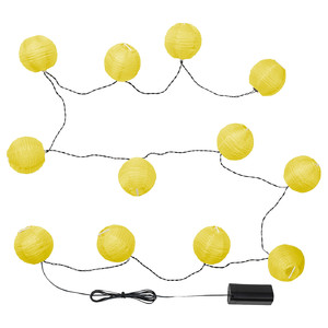 SOLVINDEN LED lighting chain with 12 lights, outdoor/battery-operated yellow