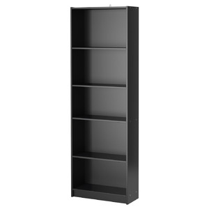 FINNBY Bookcase, black, 60x180 cm