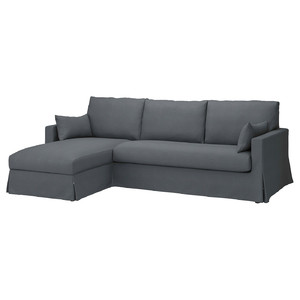 HYLTARP 3-seat sofa w chaise longue, left, Gransel grey