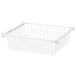 HJÄLPA Wire basket with pull-out rail, white, 60x55 cm