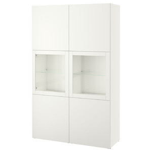 BESTÅ Storage combination w/glass doors, white, Lappviken white, clear glass, 120x40x192 cm