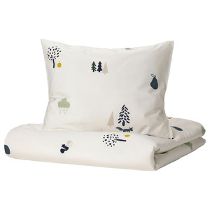 BARNDRÖM Quilt cover and pillowcase, forest animal pattern/multicolour, 150x200/50x60 cm