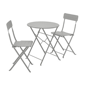 SUNDSÖ Table+2 chairs, outdoor, grey/grey