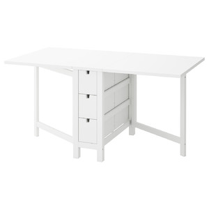 NORDEN Gateleg table, white, 26/89/152x80 cm