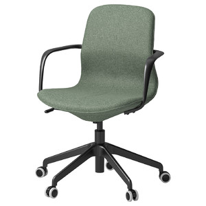 LÅNGFJÄLL Conference chair with armrests, Gunnared green-grey/black