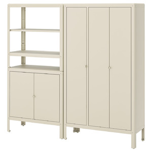 KOLBJÖRN Shelving unit with 2 cabinets, beige, 171x37x161 cm