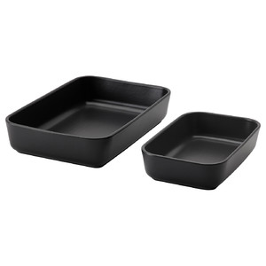 LYCKAD Oven/serving dish set of 2, dark grey