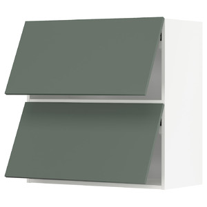 METOD Wall cab horizo 2 doors w push-open, white/Bodarp grey-green, 80x80 cm