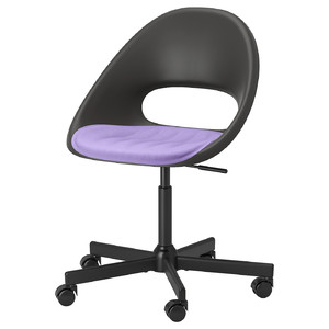ELDBERGET / MALSKÄR Swivel chair + pad, dark grey black/lilac