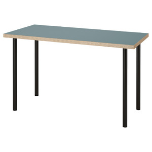 LAGKAPTEN / ADILS Desk, grey-turquoise/black, 120x60 cm