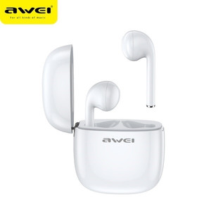 AWEI Earphones In-Ear Headphones Bluetooth T28 TWS+docking, white