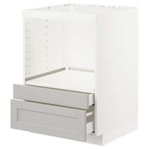 METOD/MAXIMERA Base cabinet f combi micro/drawers, white/Lerhyttan light grey, 60x61.8x88 cm