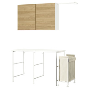 ENHET Storage combination, white/oak effect, 139x63.5 cm